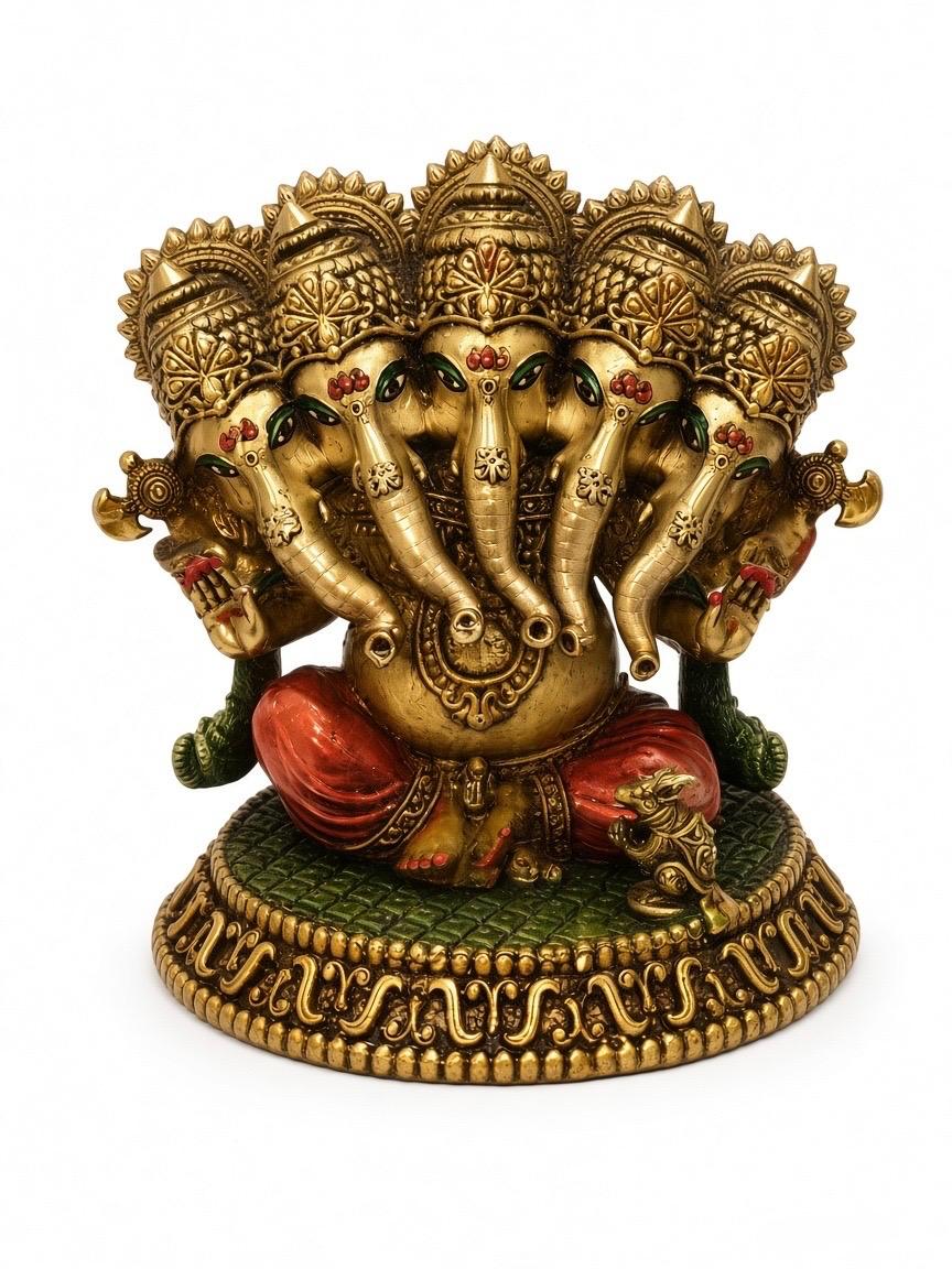 Brass 5 Mukhi Ganesha